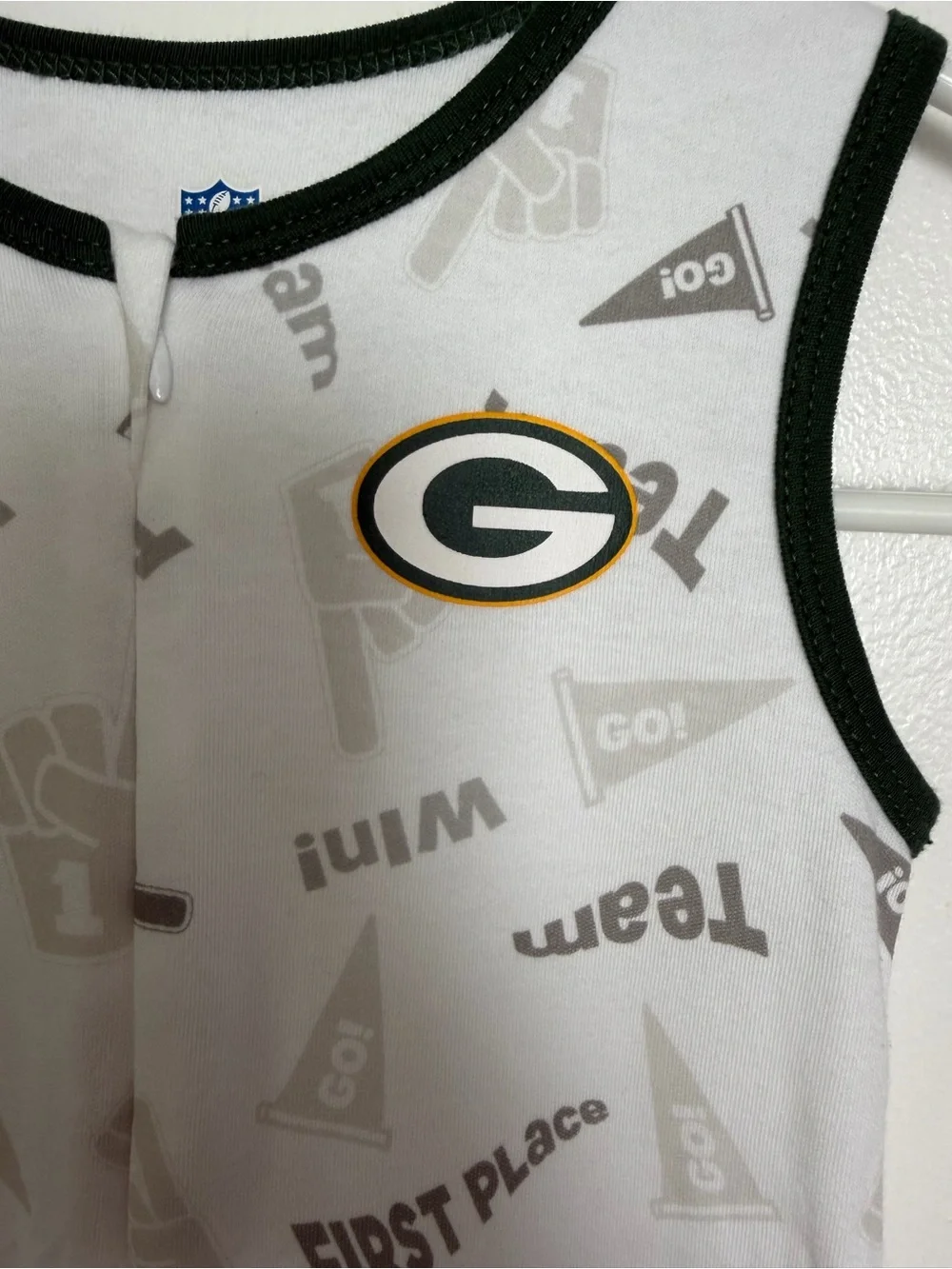 NFL Green Bay Packers Trim White Sleeveless Kids Sleep Sack NWOT